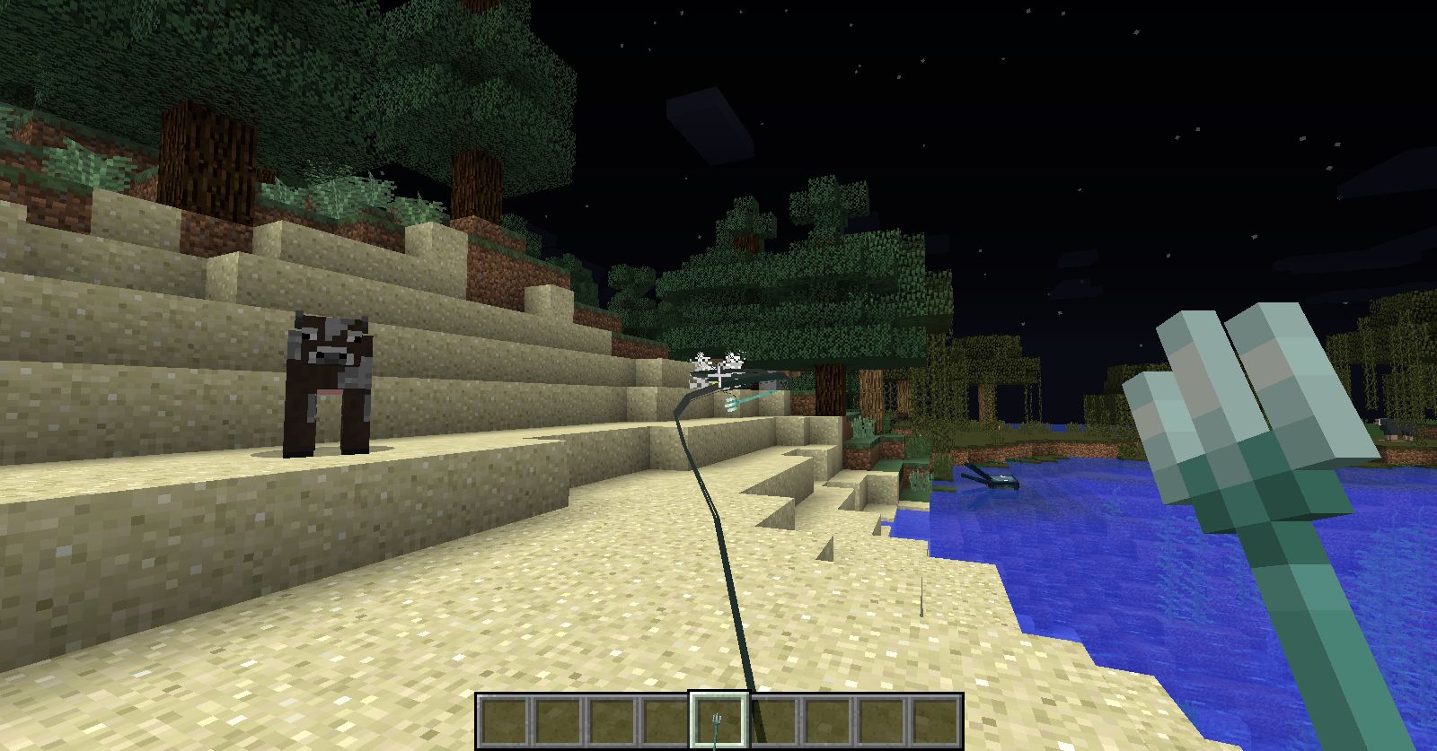 The trident is shown in the latest Minecraft snapshot