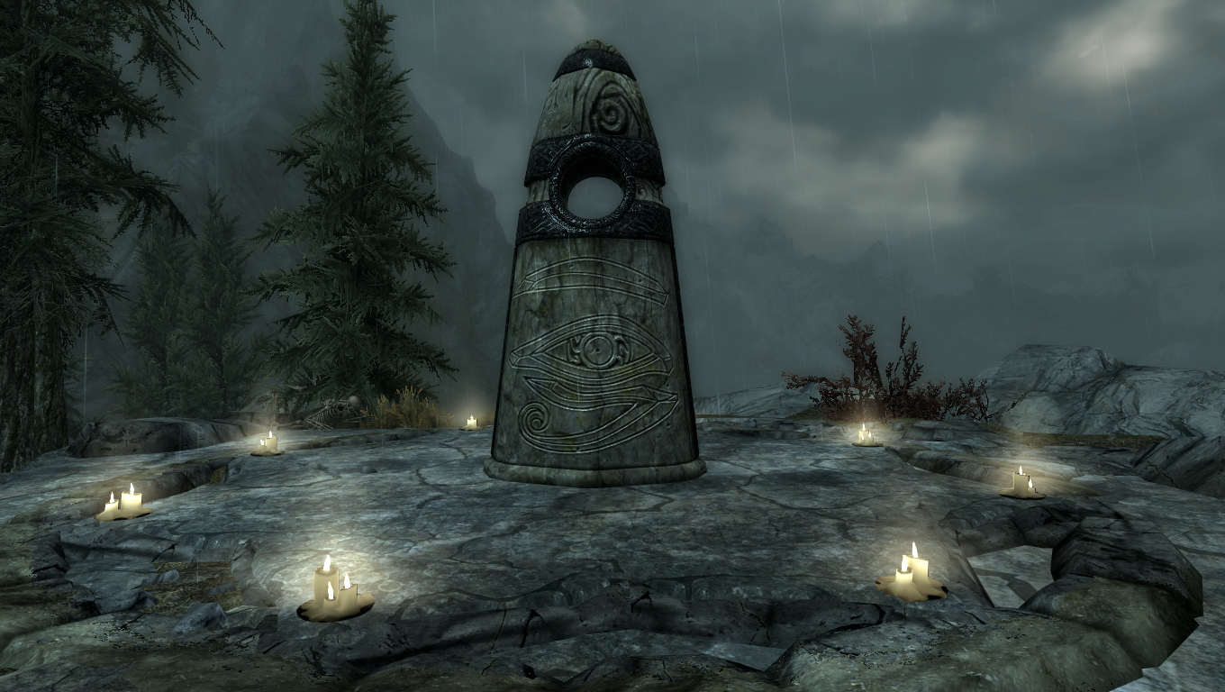 Ritual Stone surrounded by candles in The Elder Scrolls Skyrim
