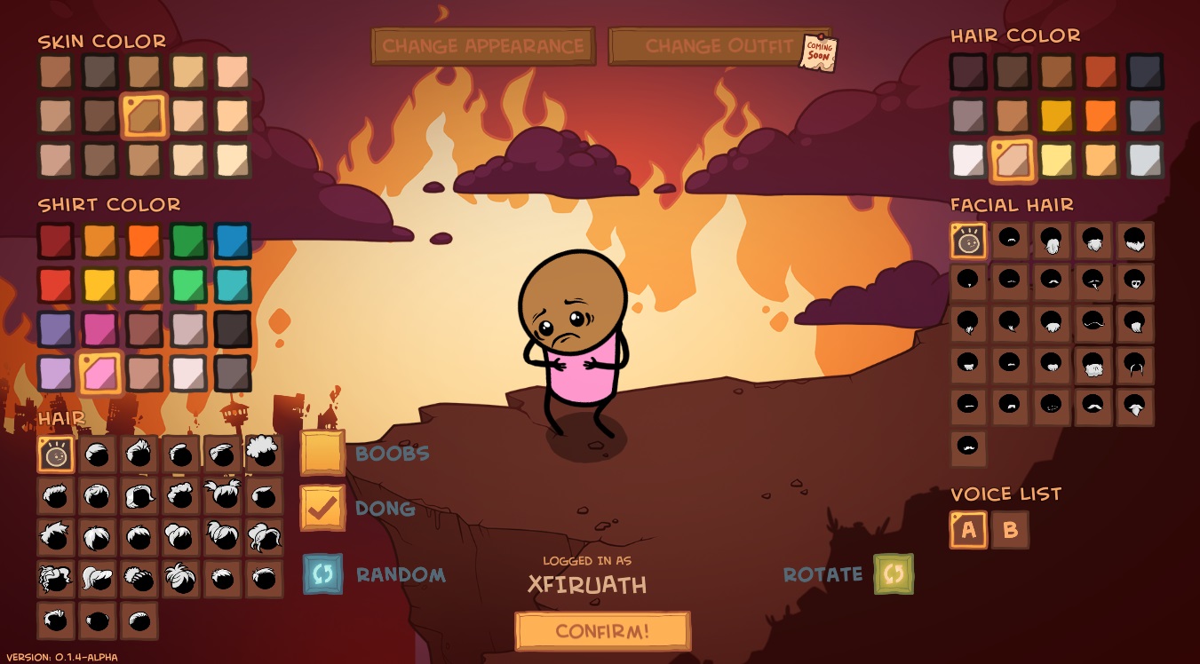Rapture Rejects avatar creation screen