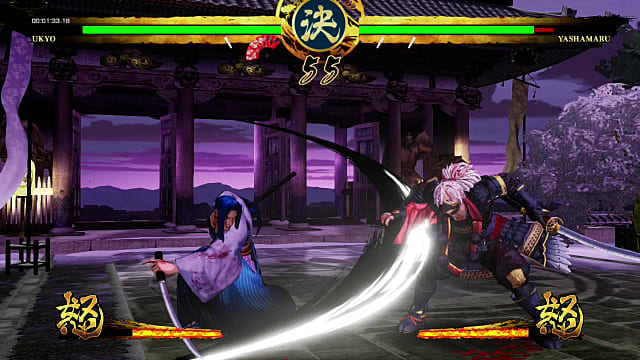 Ukyo fights Yashamaru in Samurai Shodown on the Nintendo Switch.
