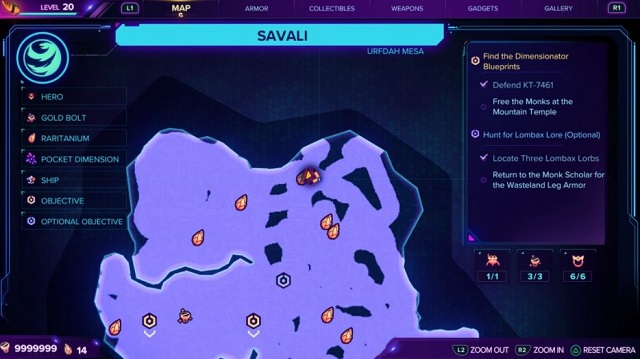 A map of the second gold bolt location on Savali.