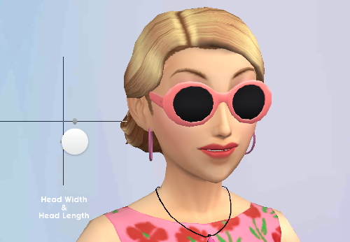 A Sim having her head width and length altered in The Sims Mobile
