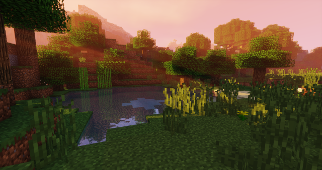 Beautiful Minecraft landscape using shaders.