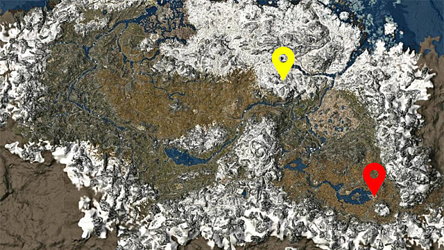 Brynjolf and Irkngthand locations on the Skyrim map.