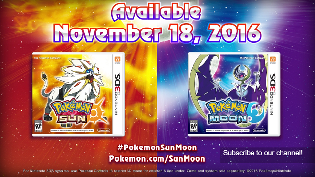 Pokemon sun and moon release date