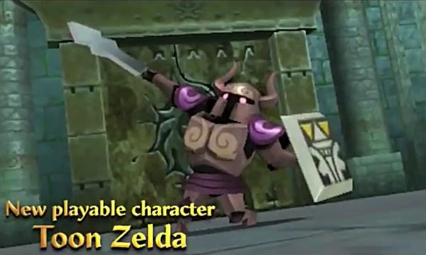 Toon Zelda knight holding a sword and shield.