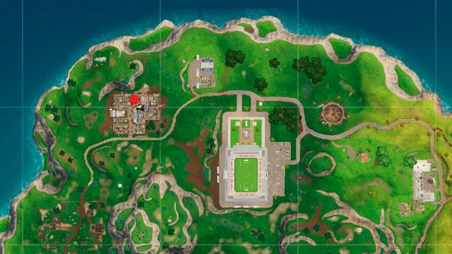 Fortnite map showing the location of the battle star map for week 9