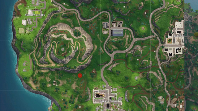 Fortnite map showing the battlestar location for week 6