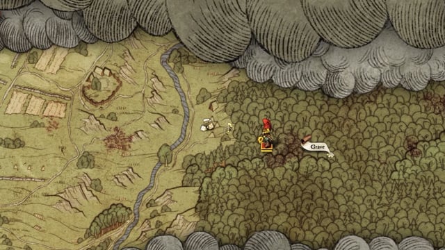 The player uses ancient map one to find the first grave southeast of Neuhof