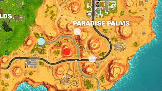Close Up of the Fortnite Map Showing Paradise Palms