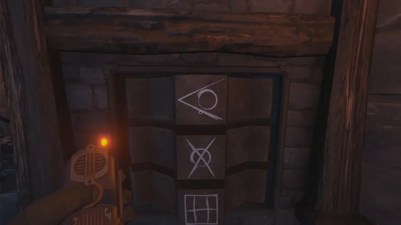 Align these symbols in We Were Here Too's fifth room