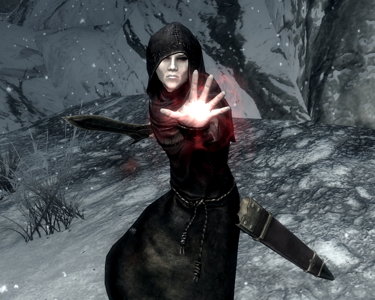 a Skyrim vampire casting a spell directly at you