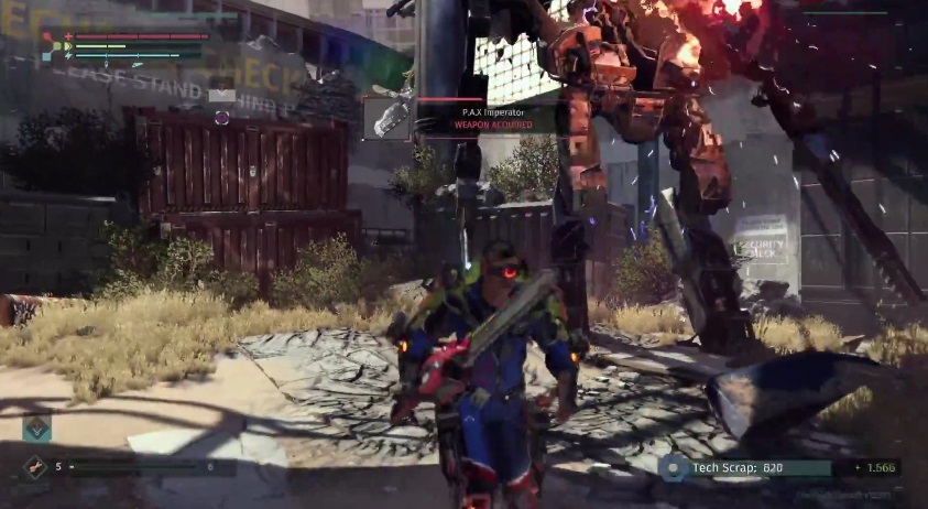 The player defeats the first boss, PAX, in the Surge and unlocks an achievement. 