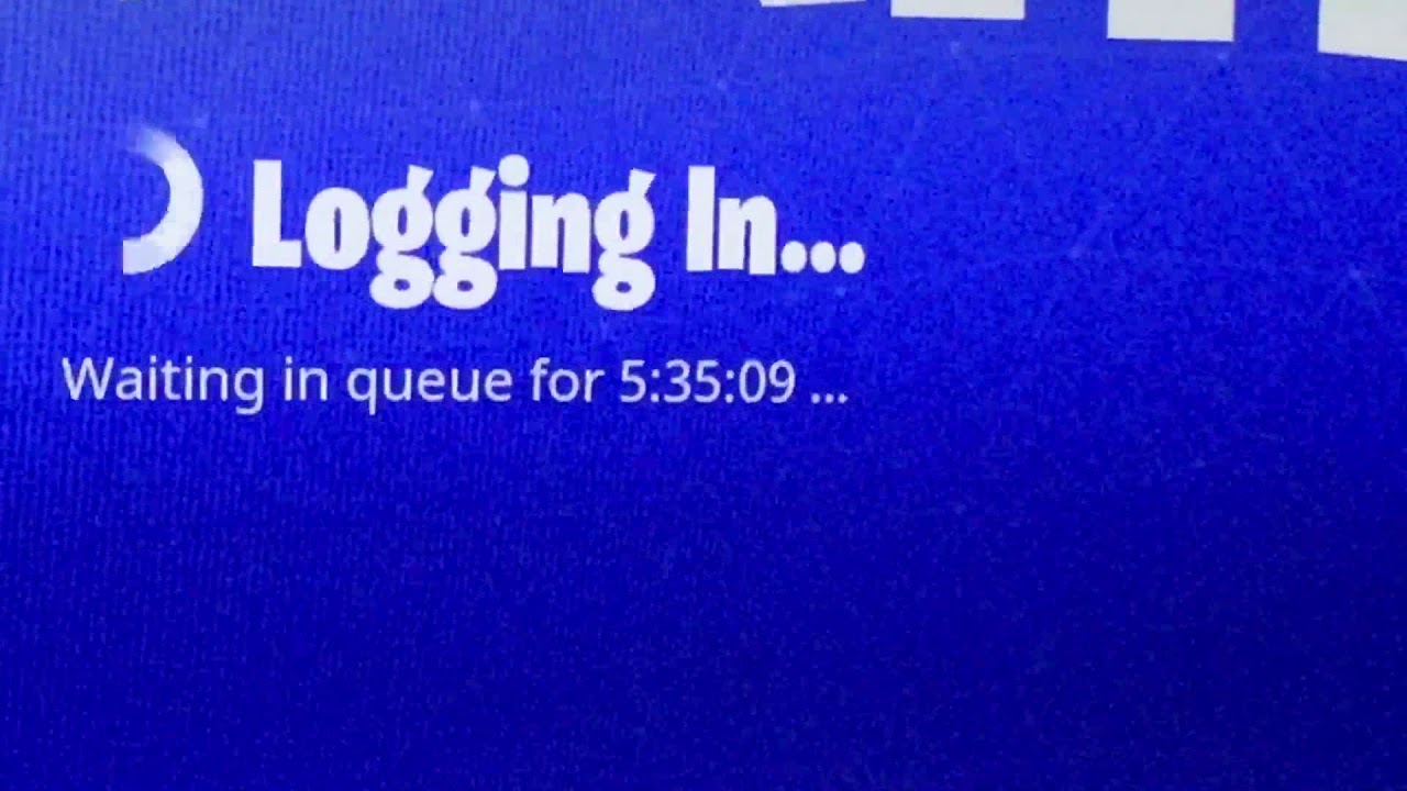 Fortnite's log in screen shows a five hour waiting in queue time