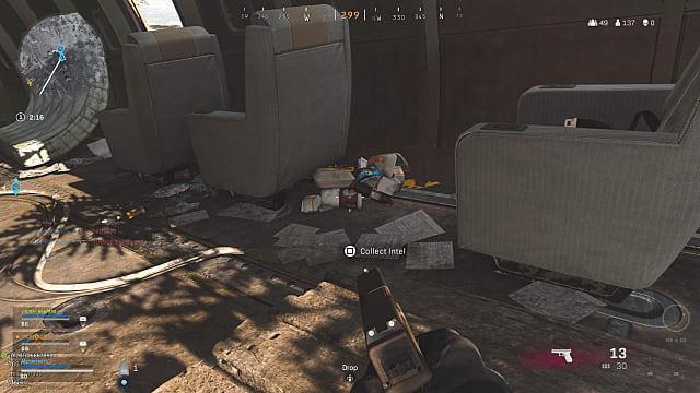 Fractured Intel 1 in-game location inside plane. 