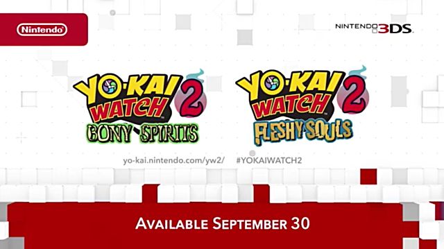 Nintendo Direct splash screen announcing Yokai Watch 2 Bony Spirits and Fleshy Souls.